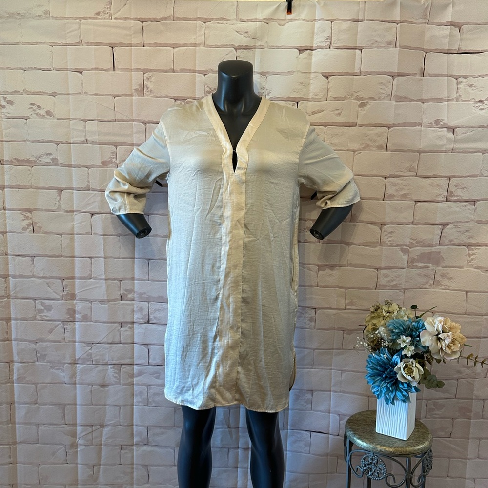 Cream Long Sleeve Dress